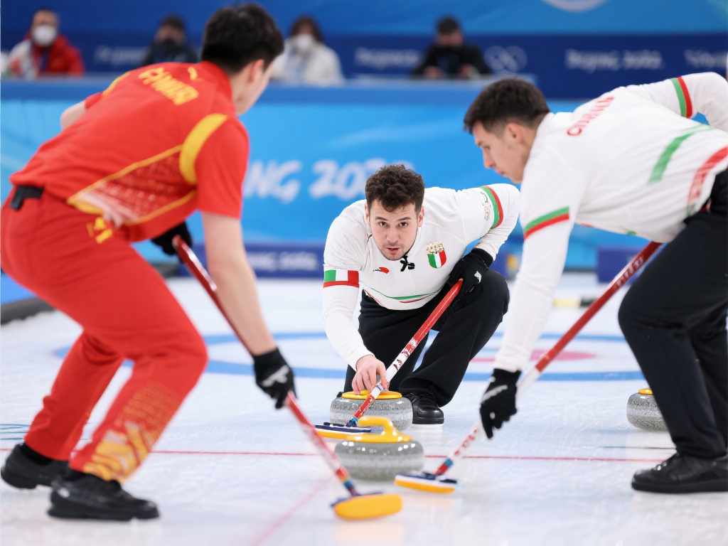 在冰雪运动的激烈角逐中，男子冰壶锦标赛总